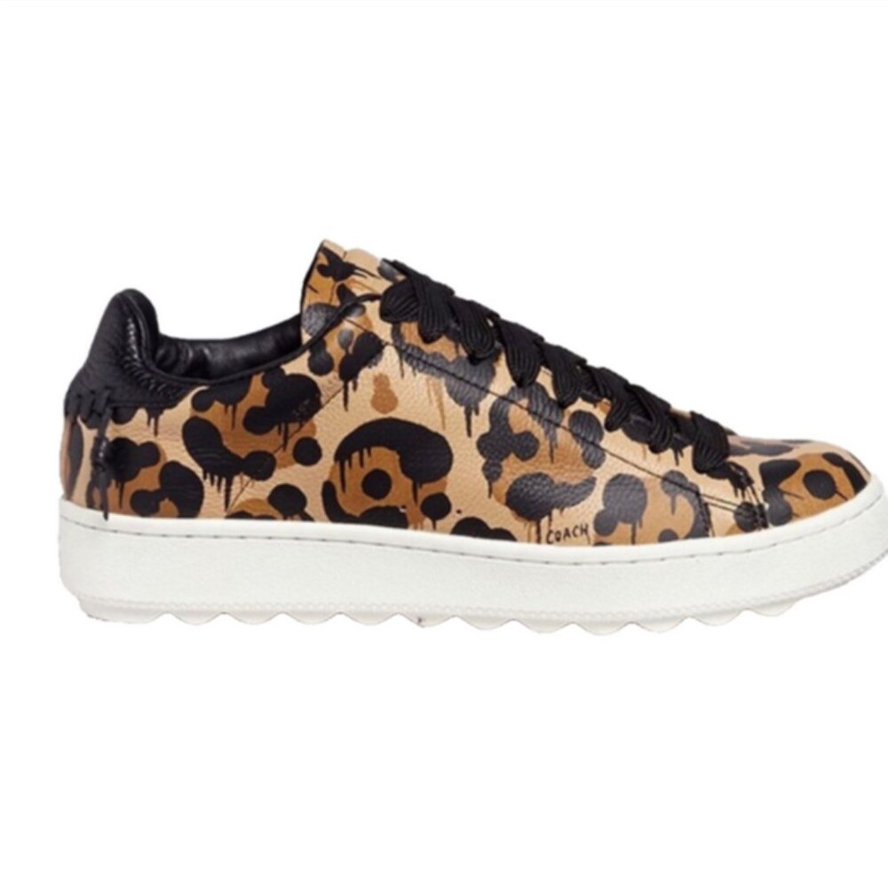 NWOB Coach Pebble Leather Wild Beast Print Lace Up Lo Top Sneakers - Picture 3 of 8